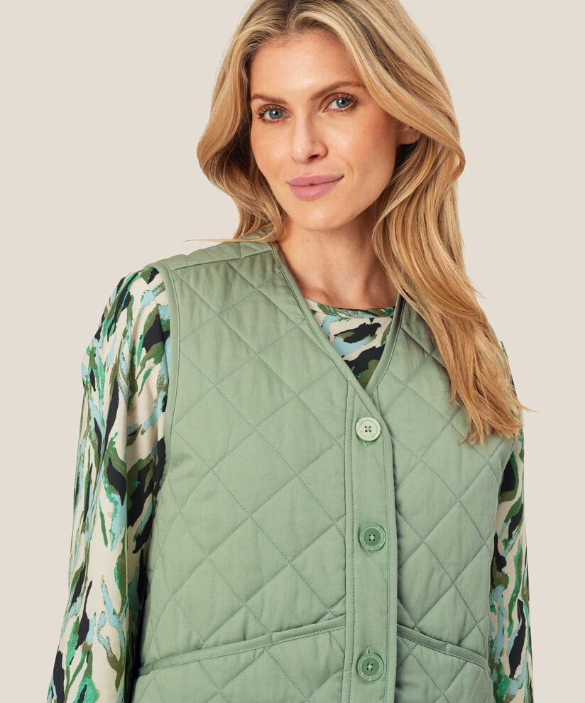 gilet matelassé avec détails passepoilés, Frosty Green