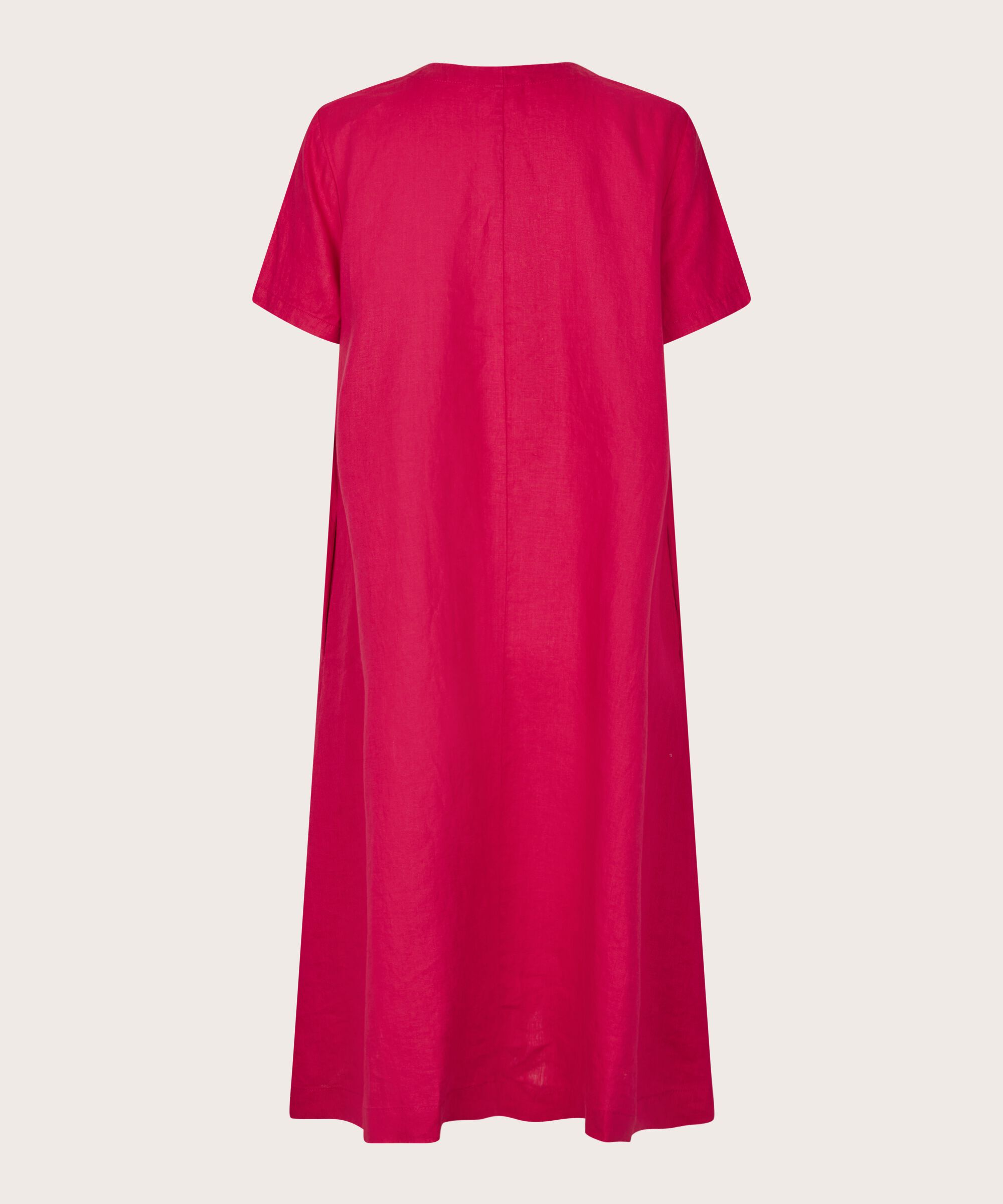 robe en lin à manches courtes avec poches fendues, Persian Red