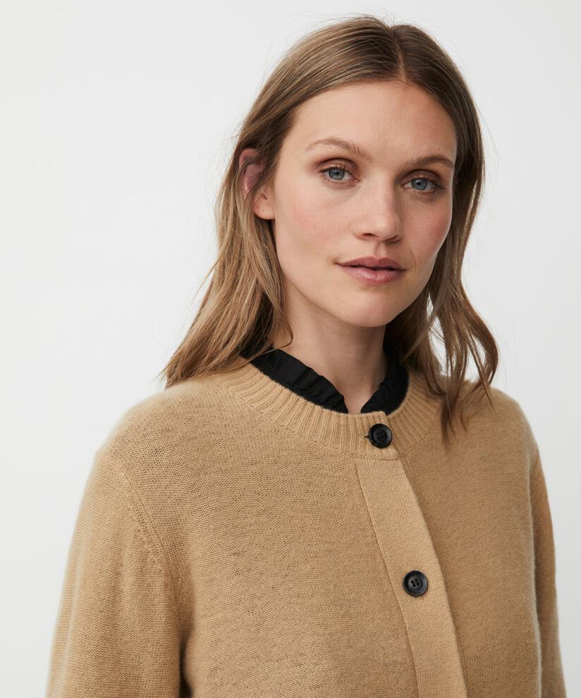 cardigan en laine avec boutons contrastés, Travertine
