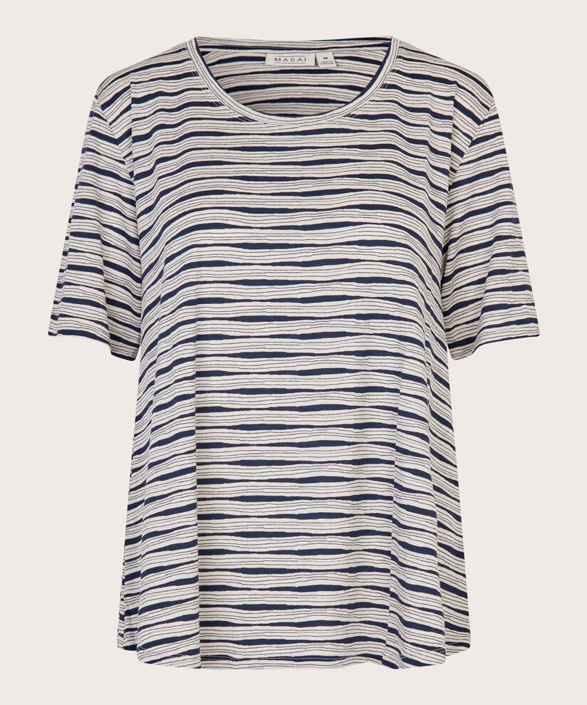 t-shirt col rond rayé féminin, Mood Indigo