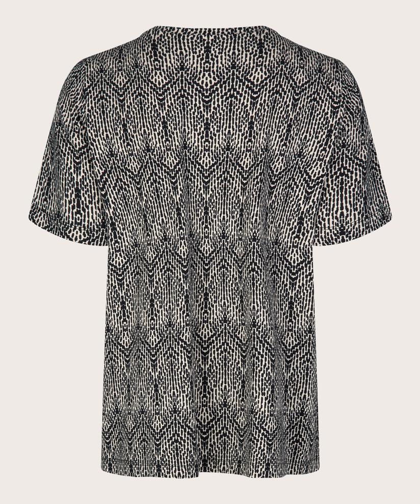 t-shirt imprimé à col en V, Black