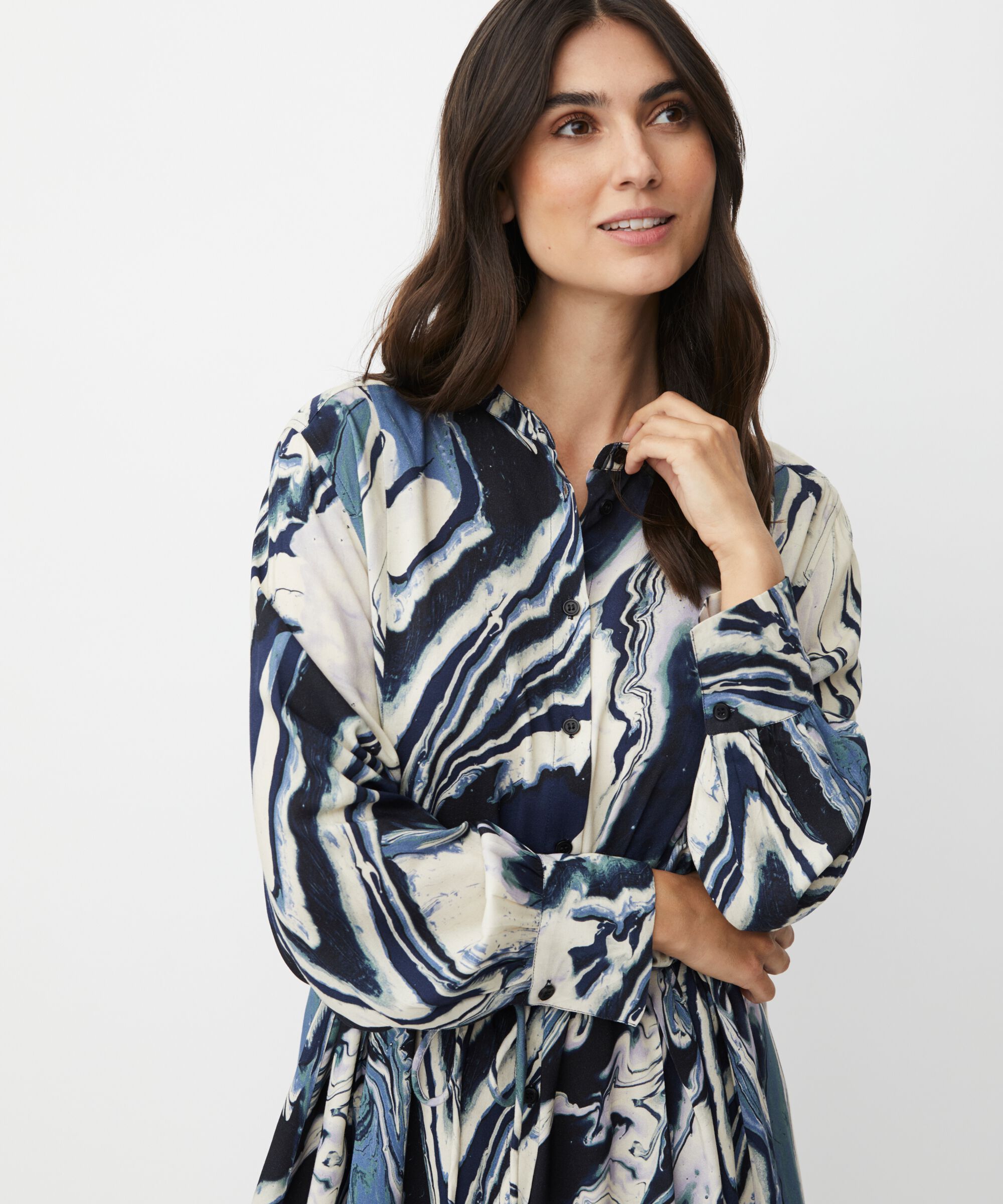 robe chemise en viscose avec ceinture à nouer, Wisteria