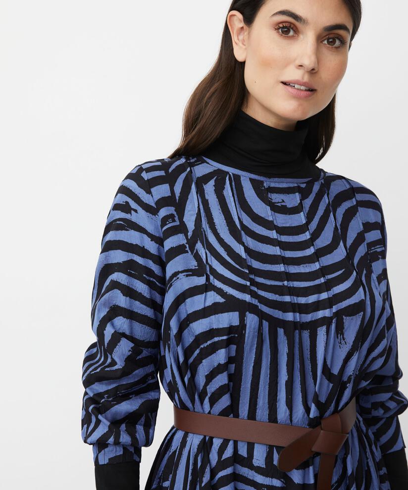 robe en viscose imprimée avec drapé sur le devant, Bijou Blue