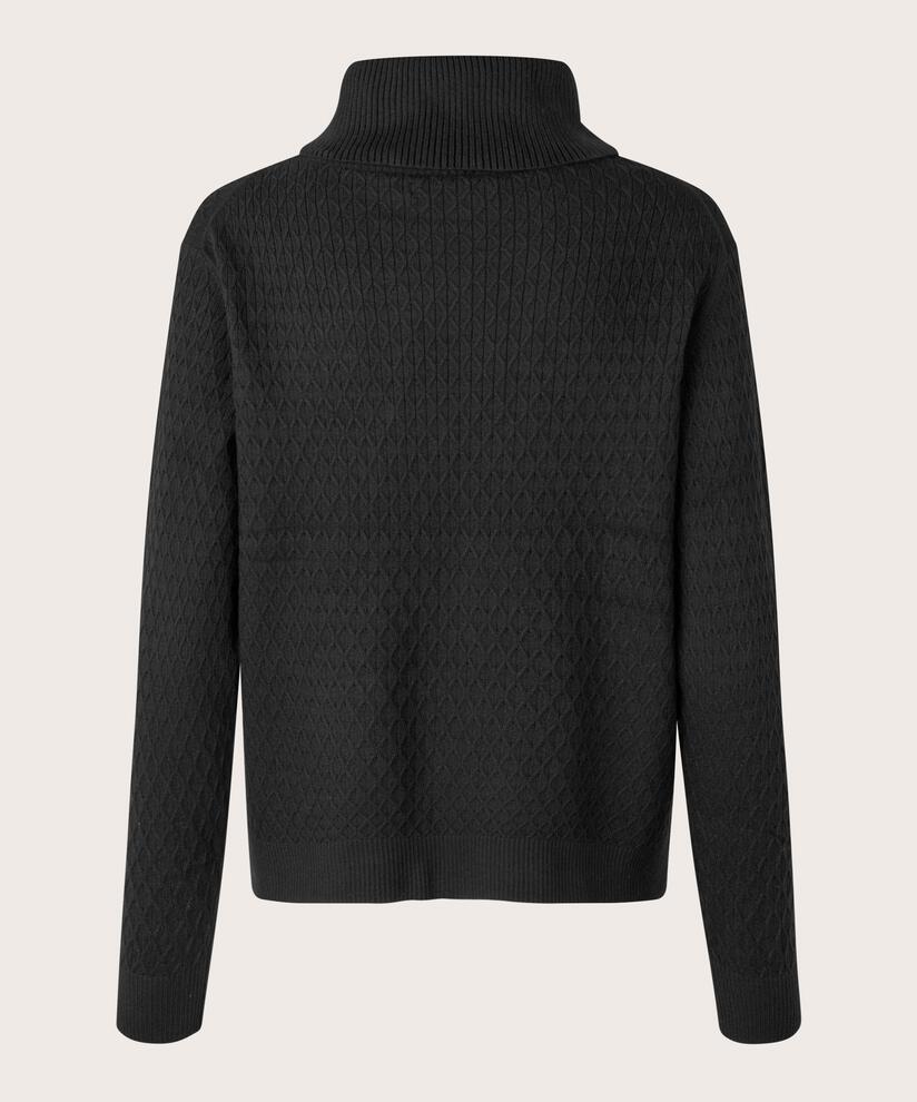 pull en maille à col roulé et motif arlequin, Black