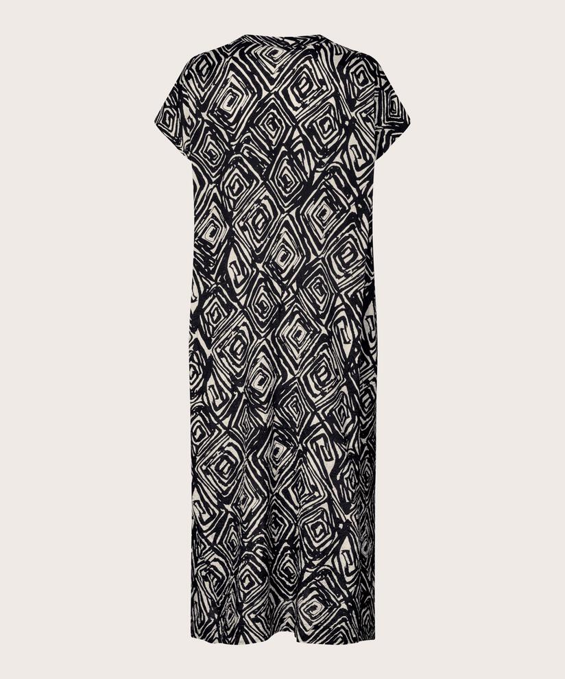 robe en viscose imprimée avec décolleté en V profond, Black