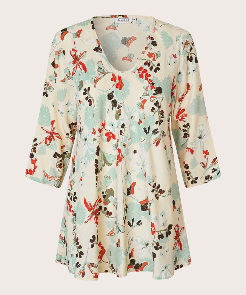 Top En Viscose À Motif À Manches Trois-quarts, Frosty Green