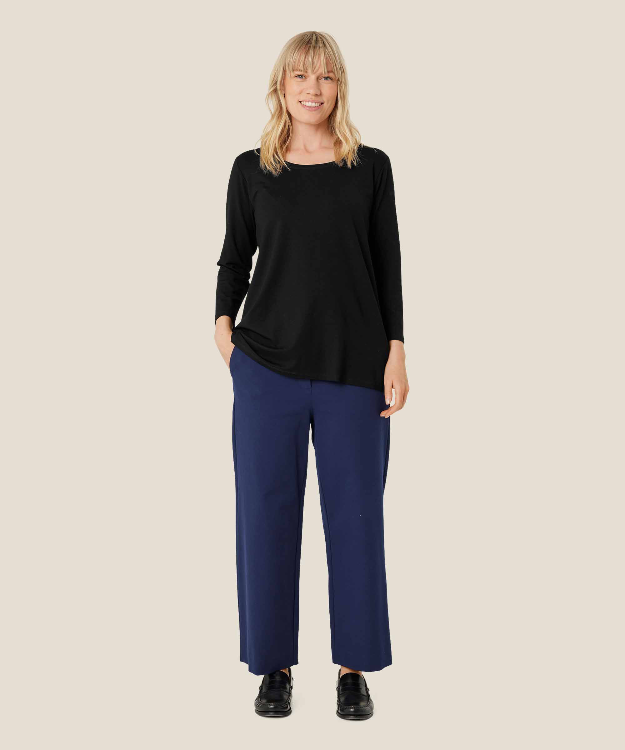 pantalon en coton épais avec poches fendues, Navy