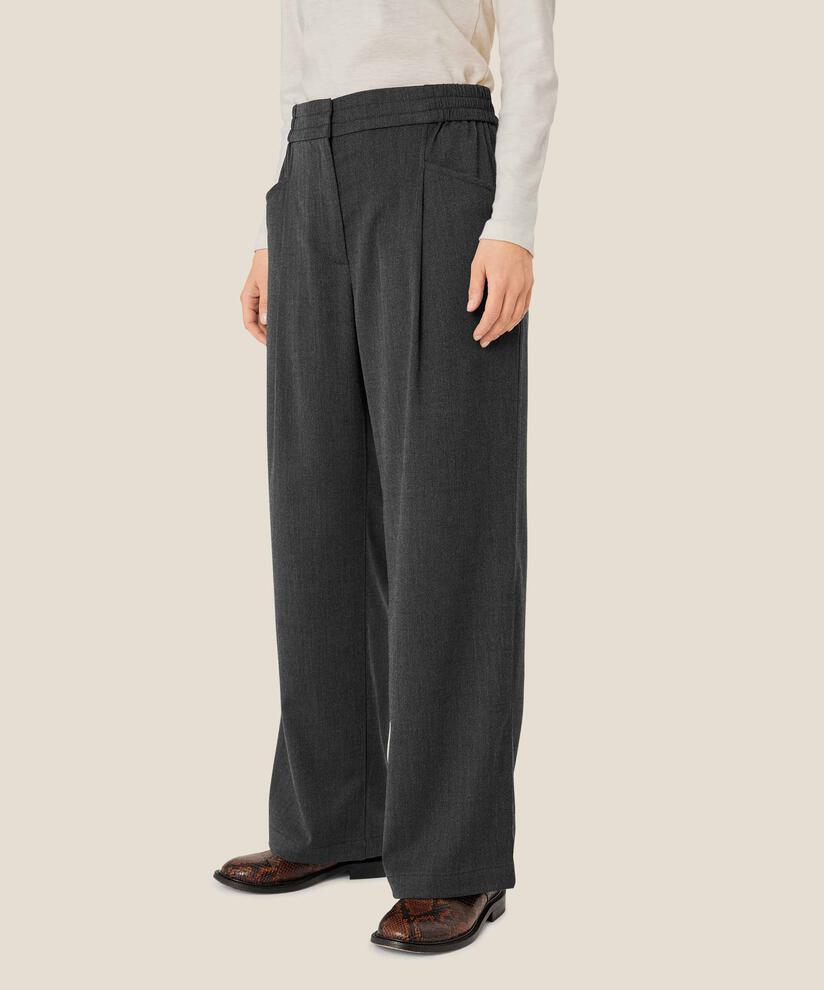 pantalon avec taille élastique et poches arrière passepoilées, D. Grey mel.