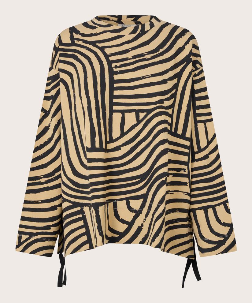 top en jersey imprimé avec imprimé graphique et col rond, Travertine