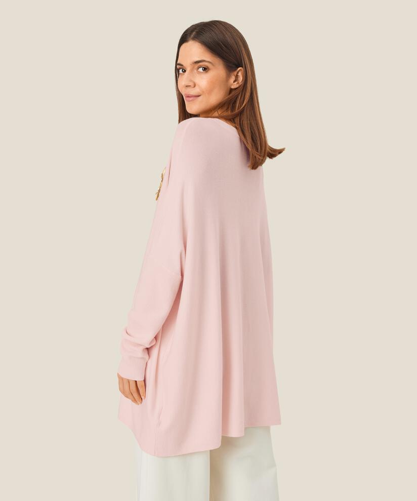 Pull En Maille Avec Col En V Et Manches Étroites, Mauve Chalk