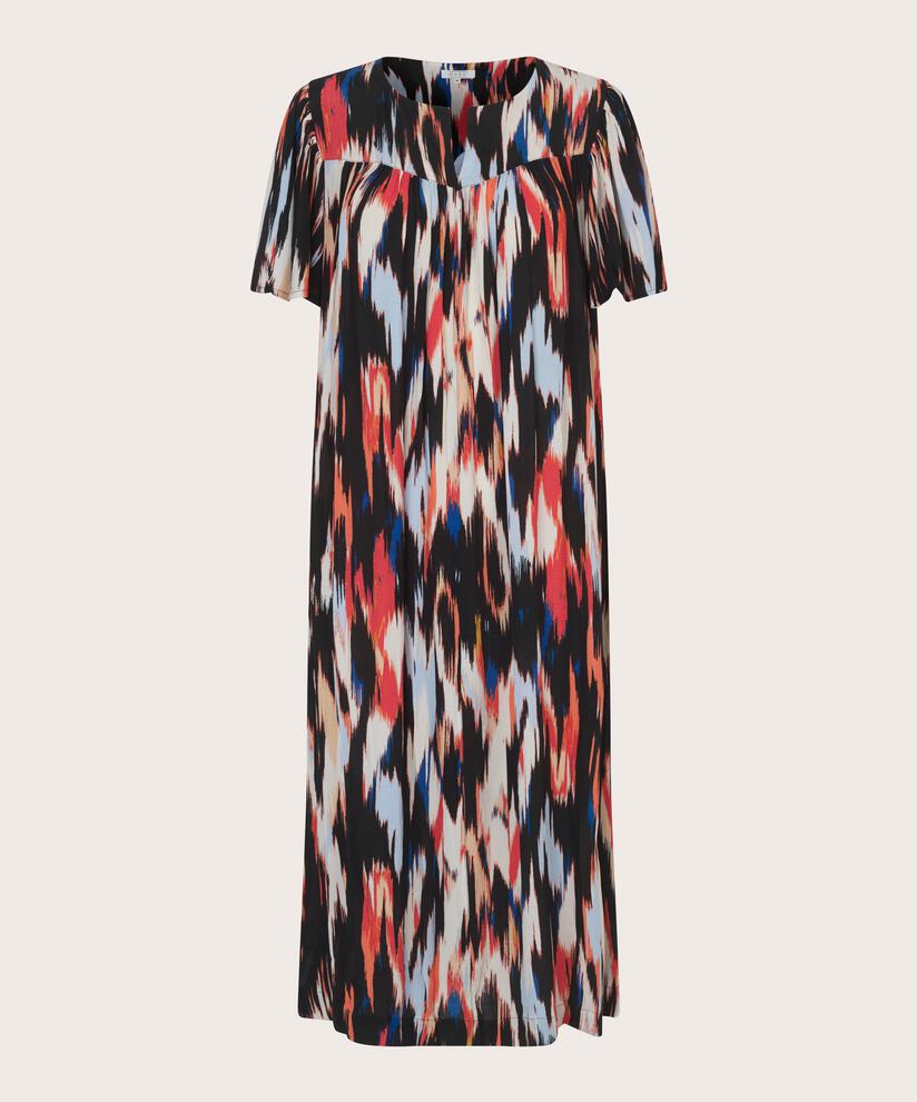 robe en viscose imprimée avec de nombreux plis, Hibiscus