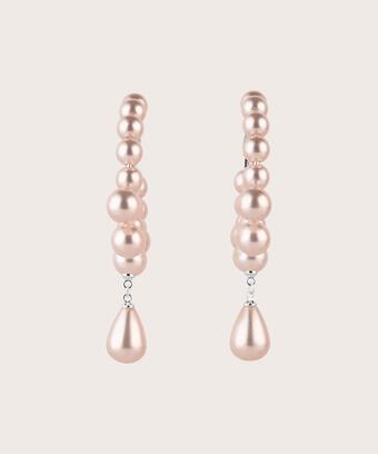 boucles d'oreilles créoles avec perles roses, Lotus