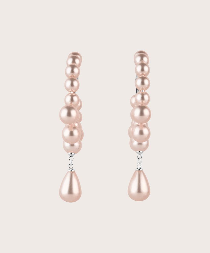 boucles d'oreilles créoles avec perles roses, Lotus