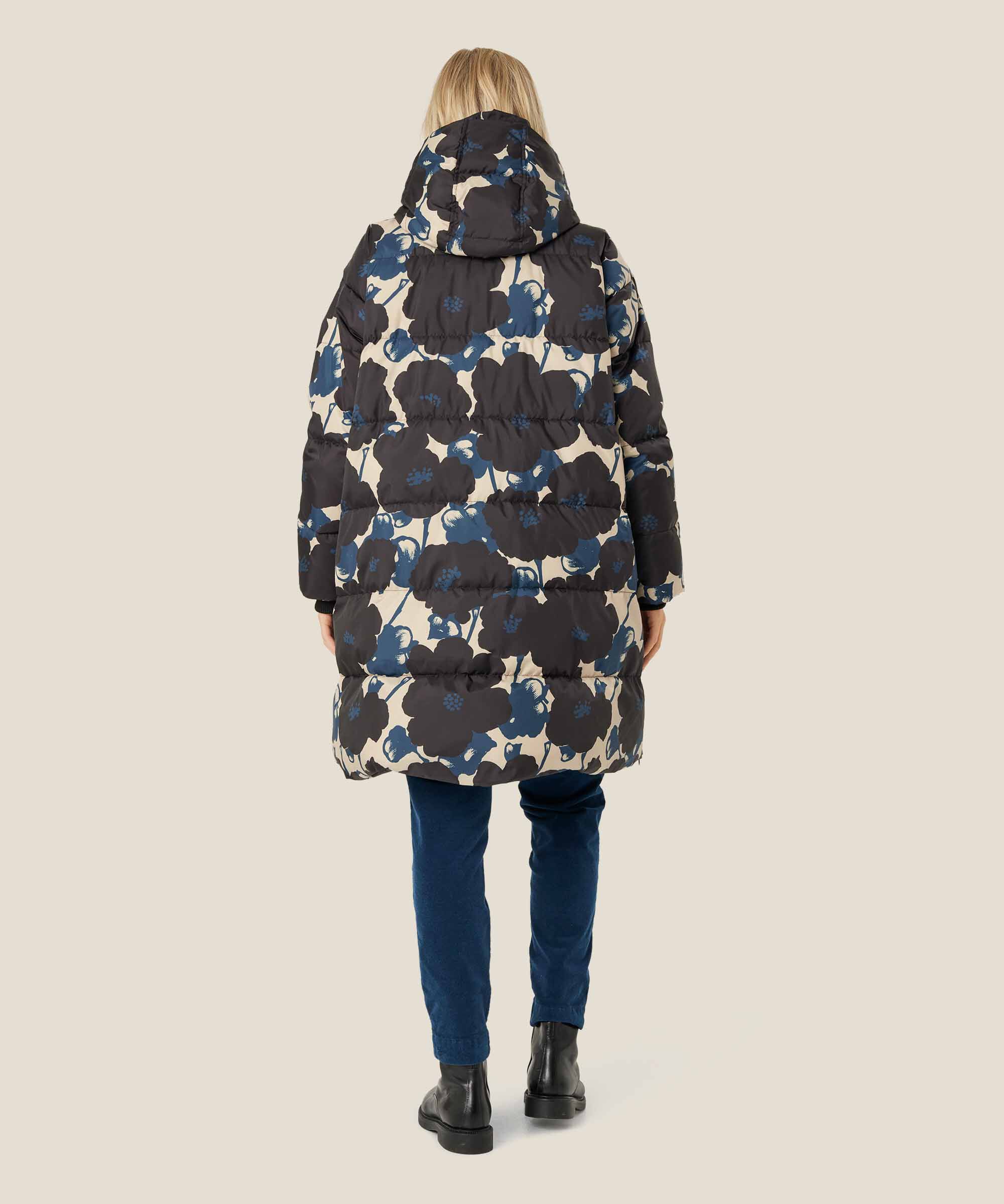 manteau en duvet à fleurs avec capuche, Moonlit Ocean