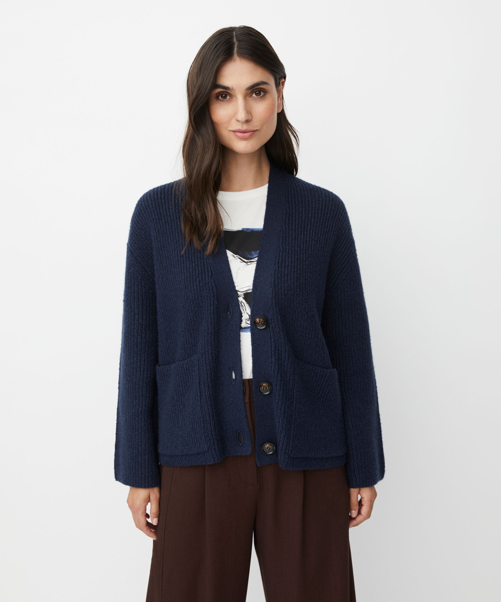 cardigan en coton mélangé, Navy Blazer