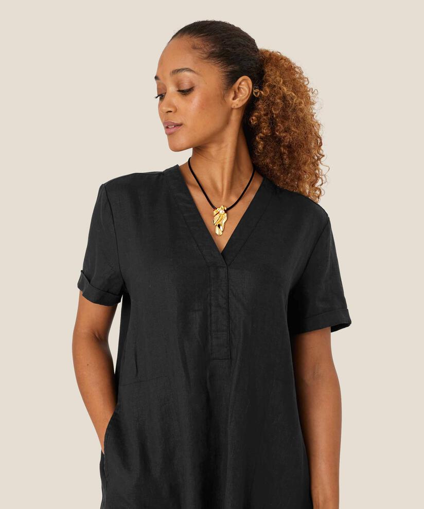 collier en simili cuir avec pendentif doré, Gold