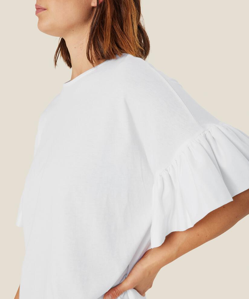t-shirt à manches volantées, White