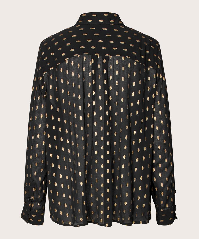 chemise transparente légère à pois dorés, Black