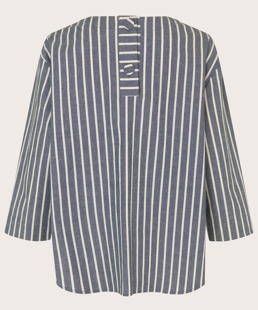 blouse en coton avec détail boutonné au cou, Black