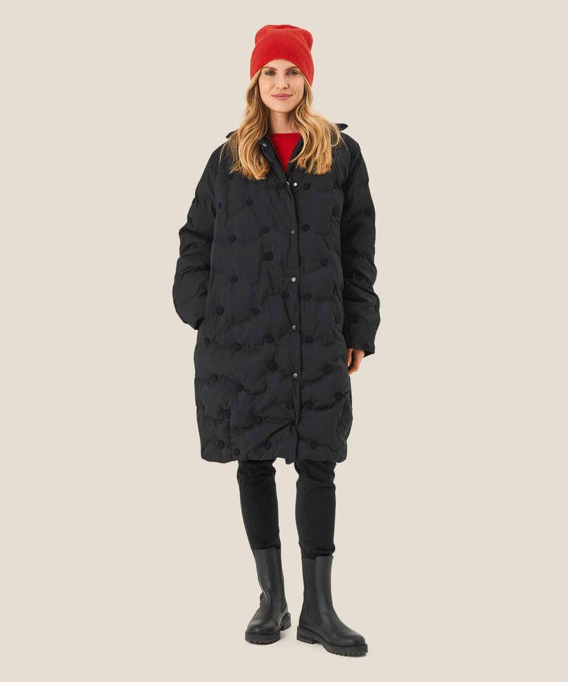 manteau en duvet avec détails côtelés, Black