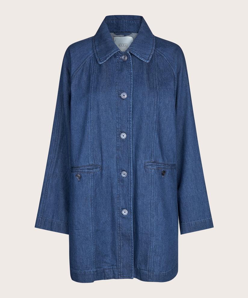 veste en jean non doublée avec fermeture boutonnée, Dark Denim