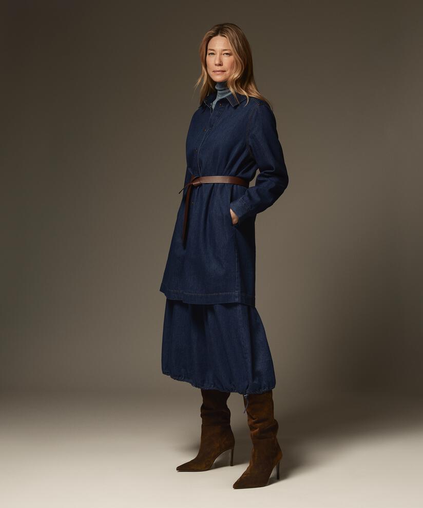 chemise en jean doux avec poches fendues, Dark Denim