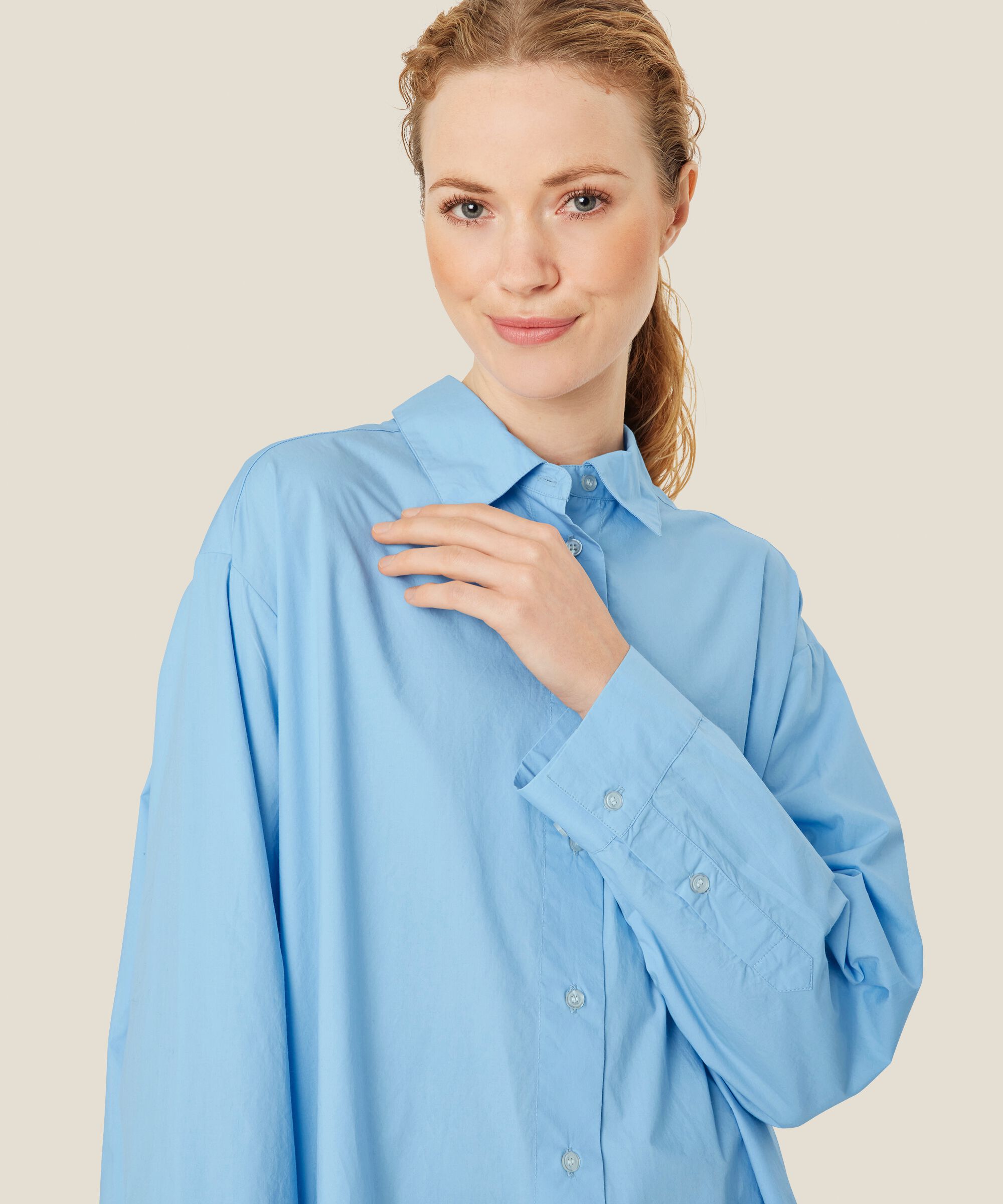 Chemise Classique En Coton À Bords Arrondis, Powder Blue