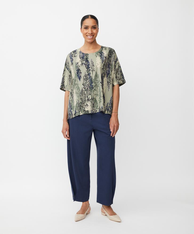 blouse en viscose avec bord volanté sur la manche, Seagrass