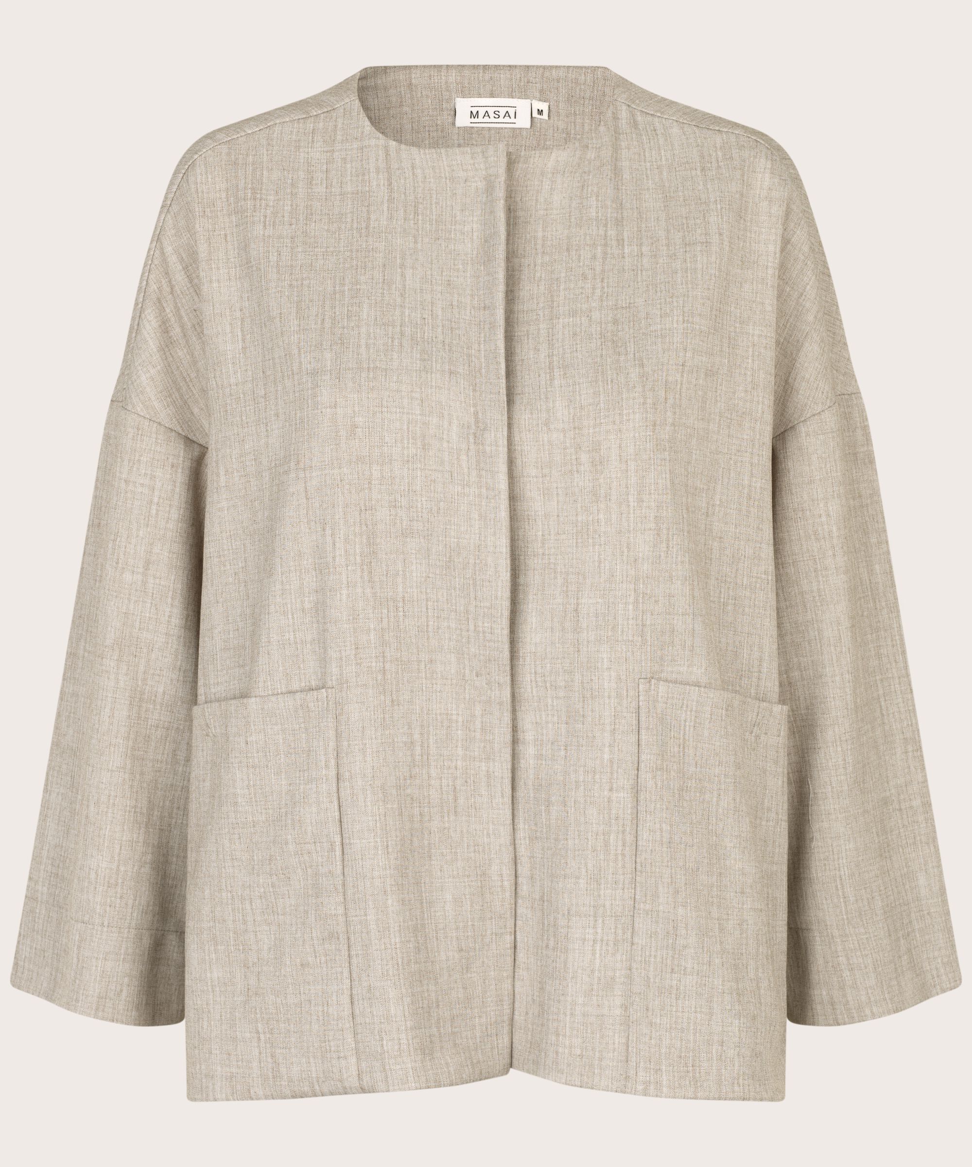 veste avec poches et boutons cachés, Beige melange