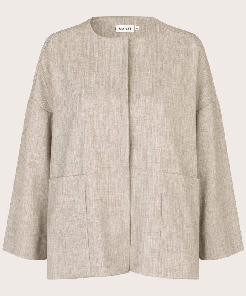 veste avec poches et boutons cachés, Beige melange