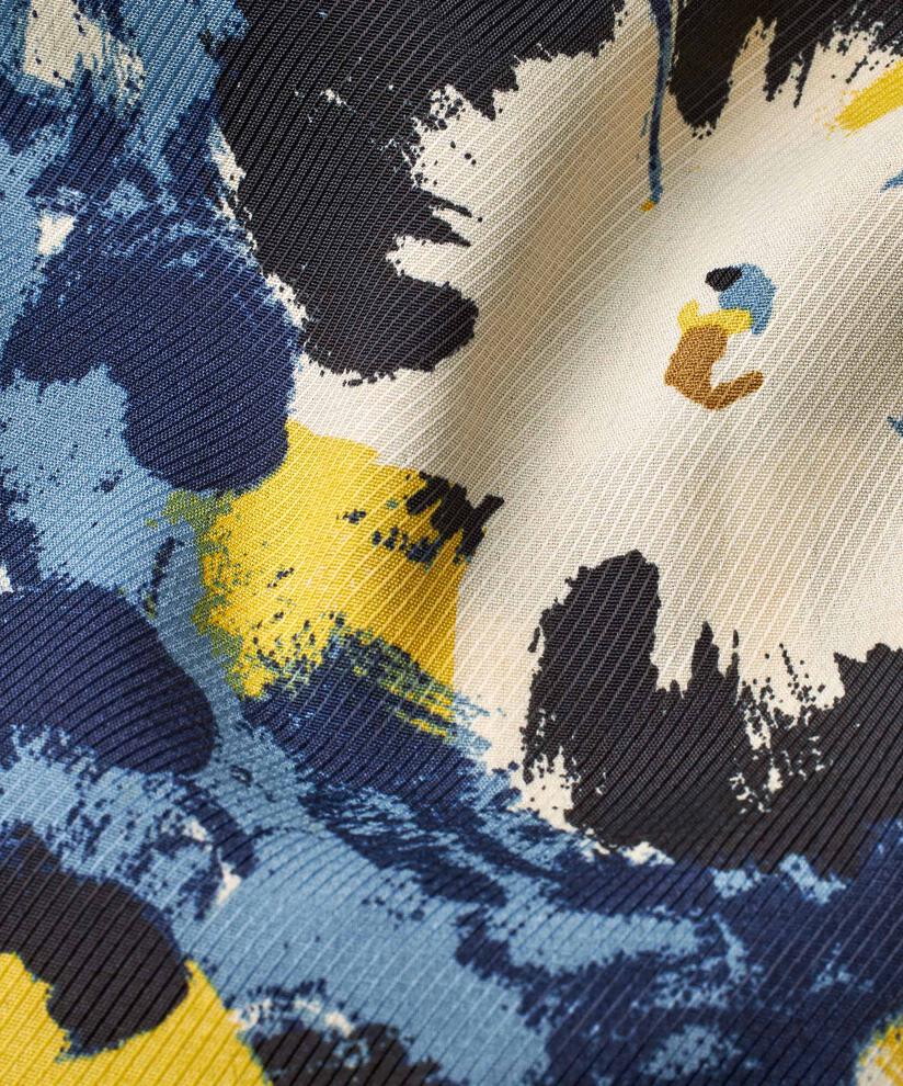 Blouse Imprimée À Manches 3/4 Et Col Rond, Proven Blue