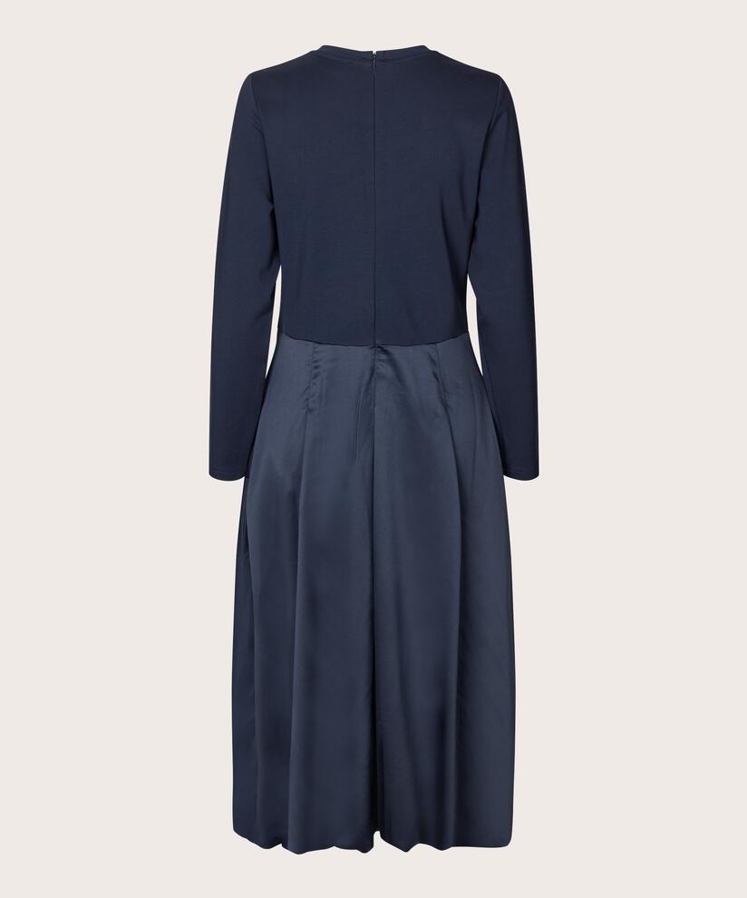 robe en jersey avec jupe ballon en viscose brillante, Navy Blazer