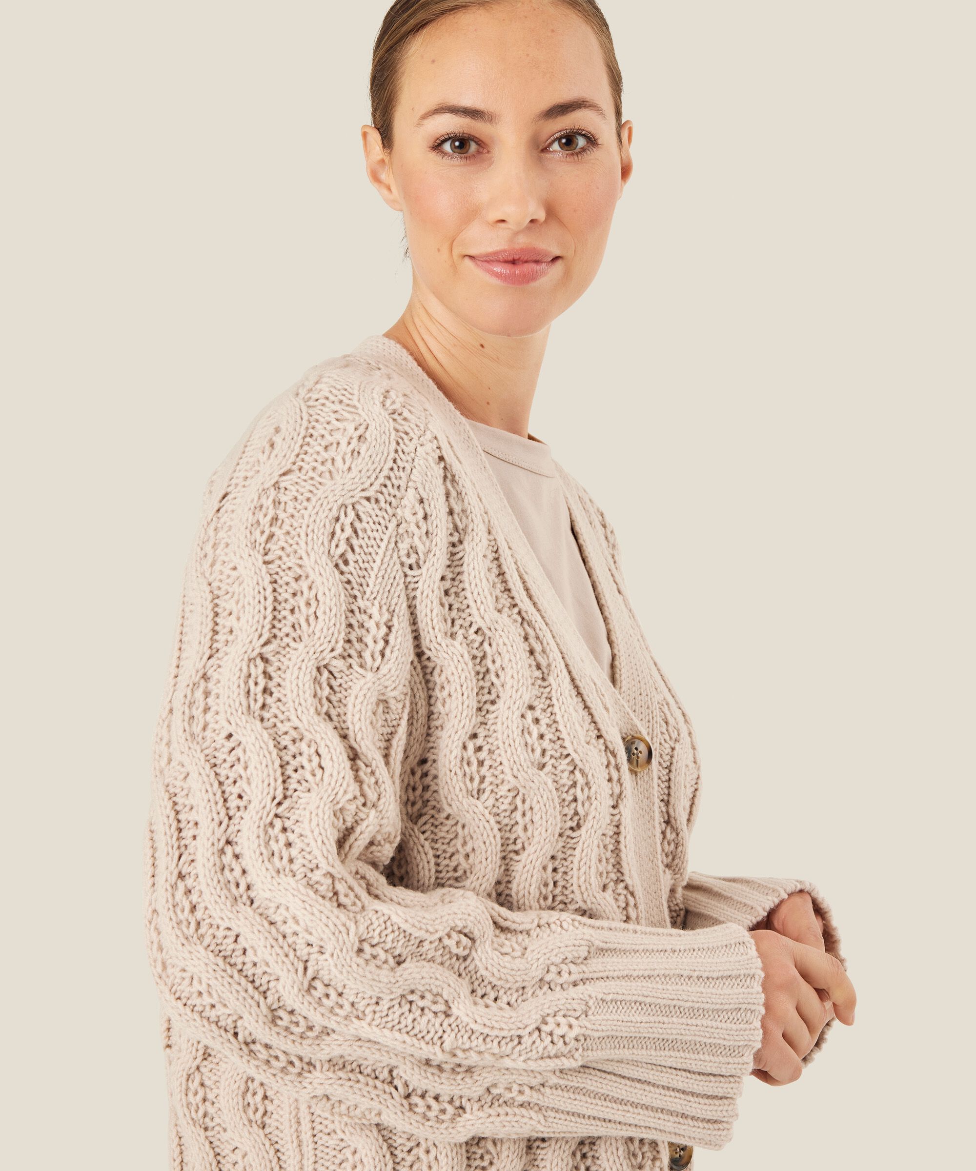 cardigan en maille torsadée, Silver Cloud
