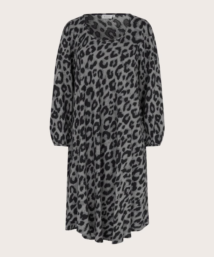 robe en viscose à imprimé léopard, Steel Grey