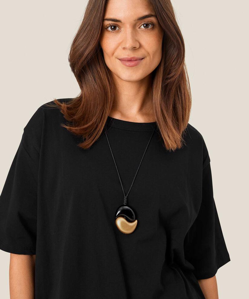 collier à longueur réglable et pendentif noir et doré, Gold