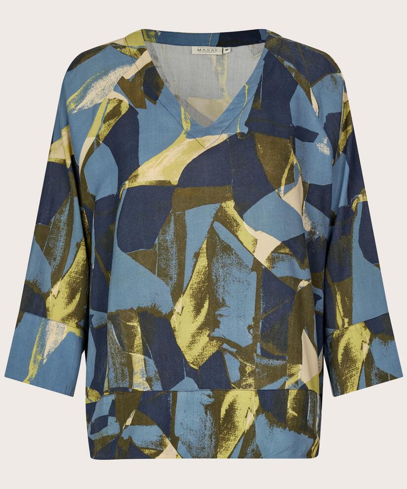 Blouse En Viscose À Col V, Proven Blue