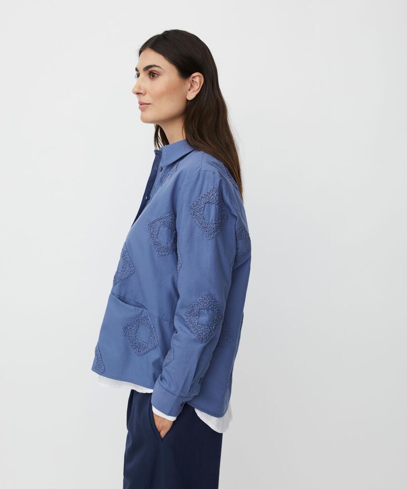 chemise en coton avec détails brodés et poches avant, Bijou Blue