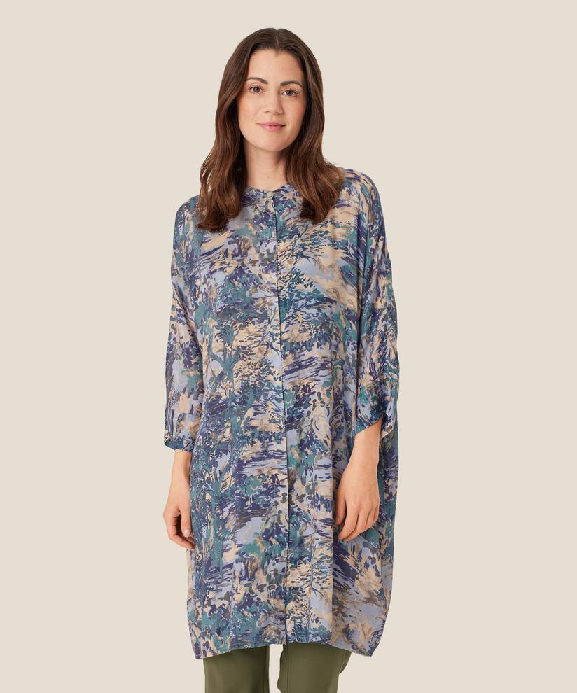 robe chemise à motif en viscose, Teal