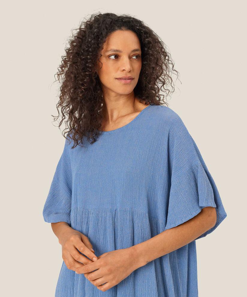 robe en coton mélangé avec bouton au cou, Nebulas Blue