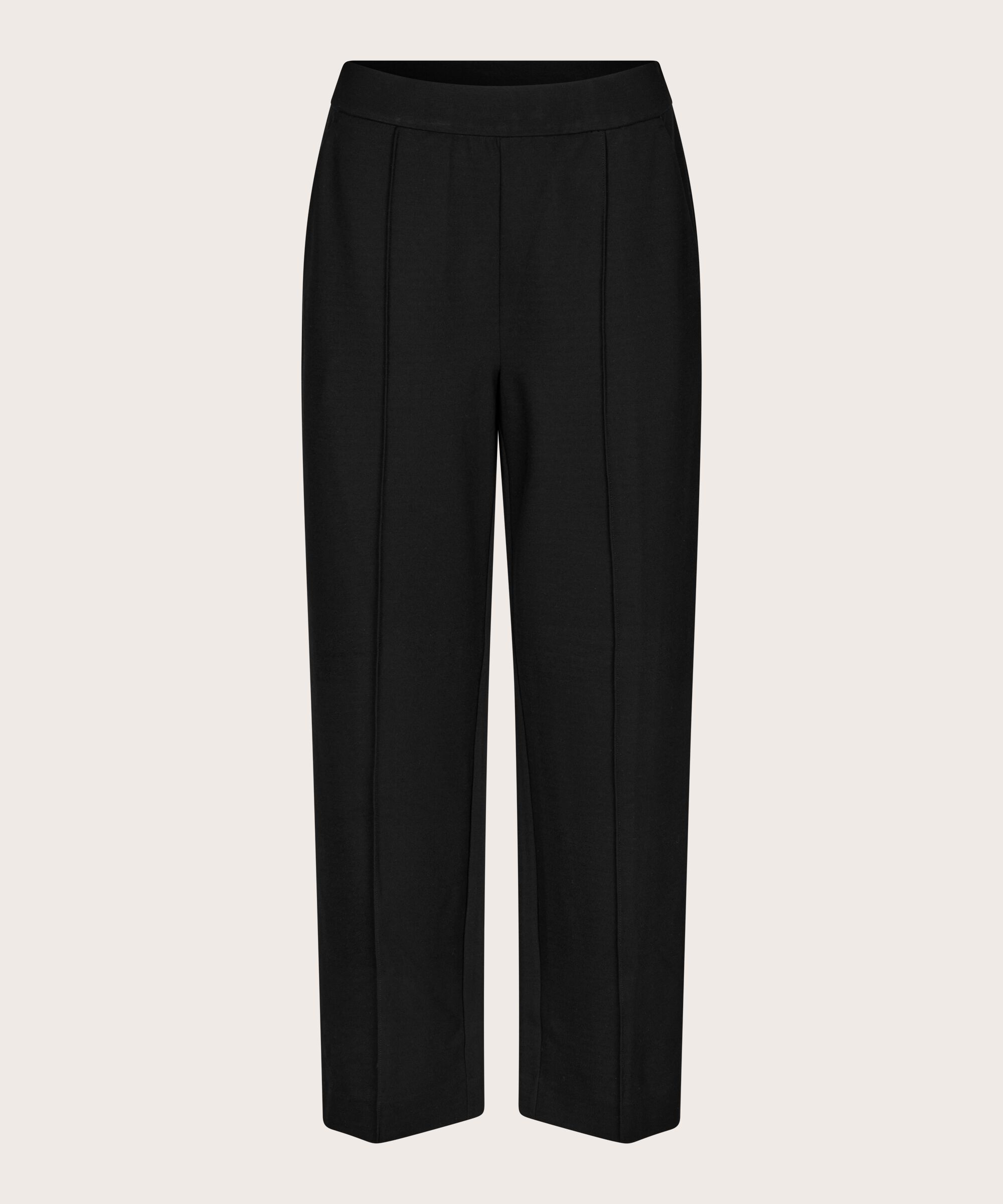 Pantalon En Jersey Avec Plis Cousus, Black