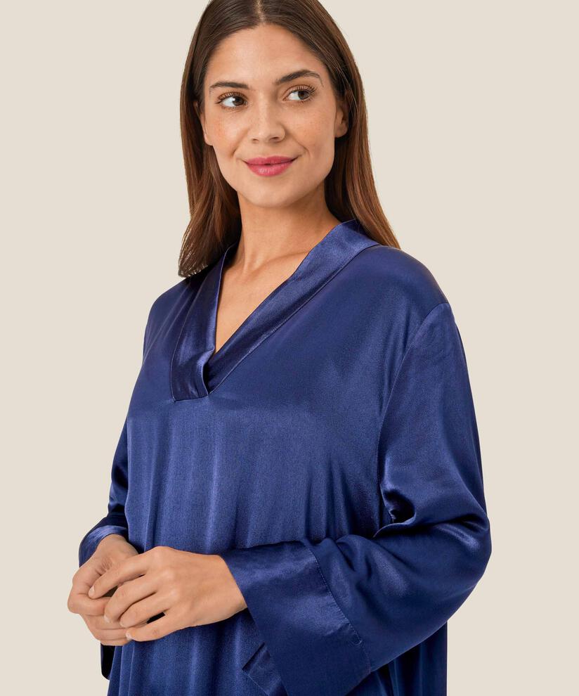robe en satin de viscose avec col en V, Medieval blue