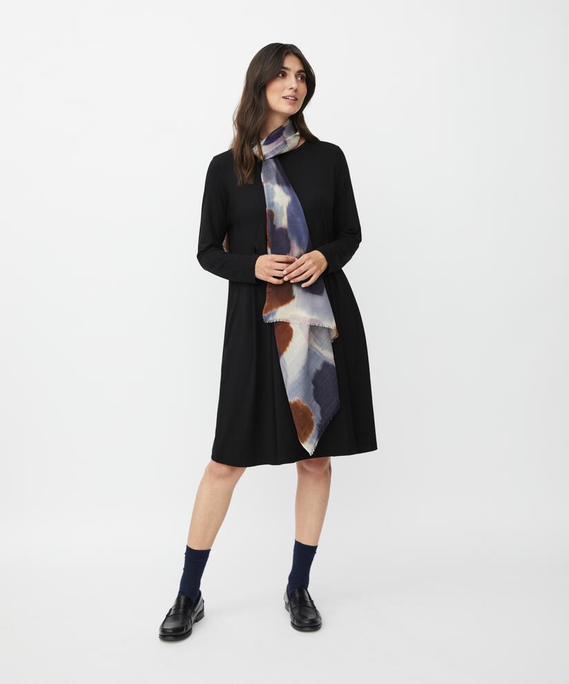robe en jersey avec plis sur le devant et poches fendues, Black