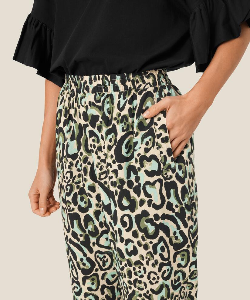 pantalon en viscose imprimé avec taille élastique, D. Lichen Green