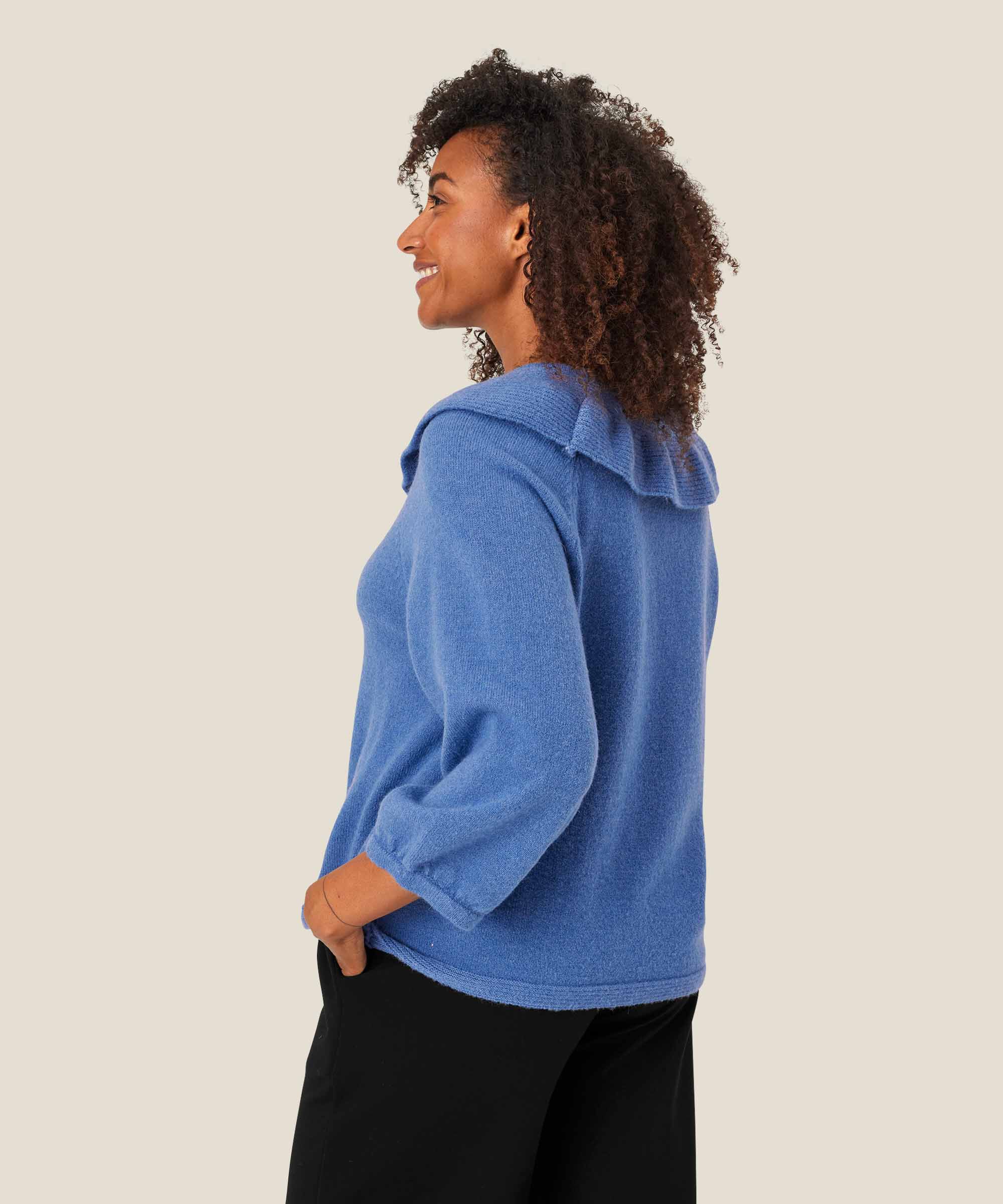 pull en maille avec col côtelé, Federal Blue