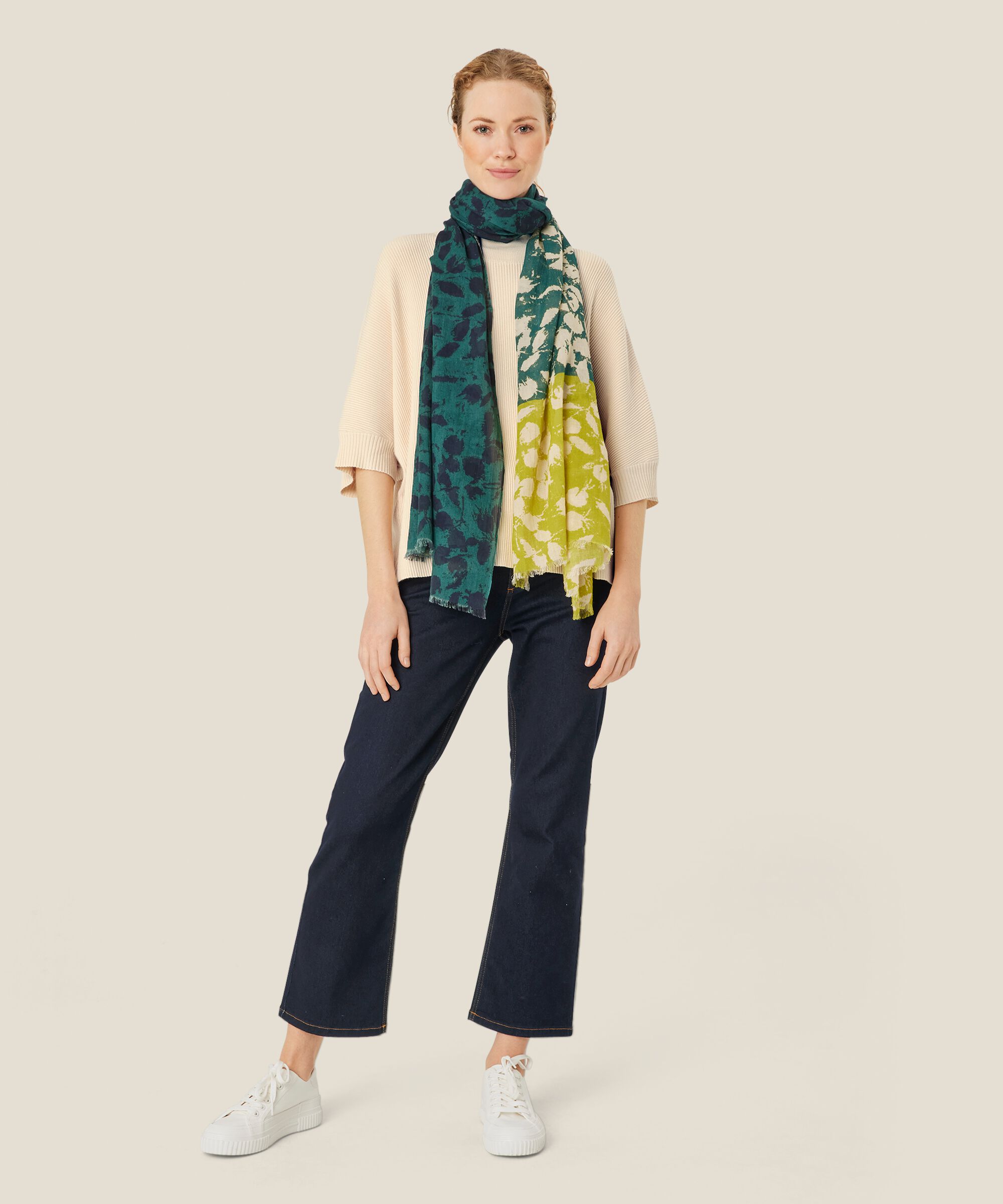 écharpe en coton à motif, Balsam Green