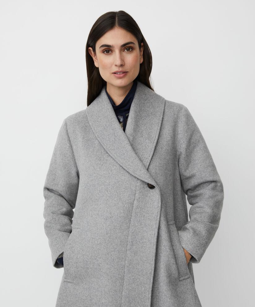 manteau en laine avec doublure thermique et fente dans le dos, M. Grey mel.