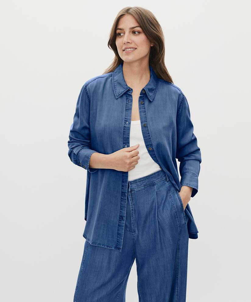 chemise en jean léger en lyocell, Washed denim