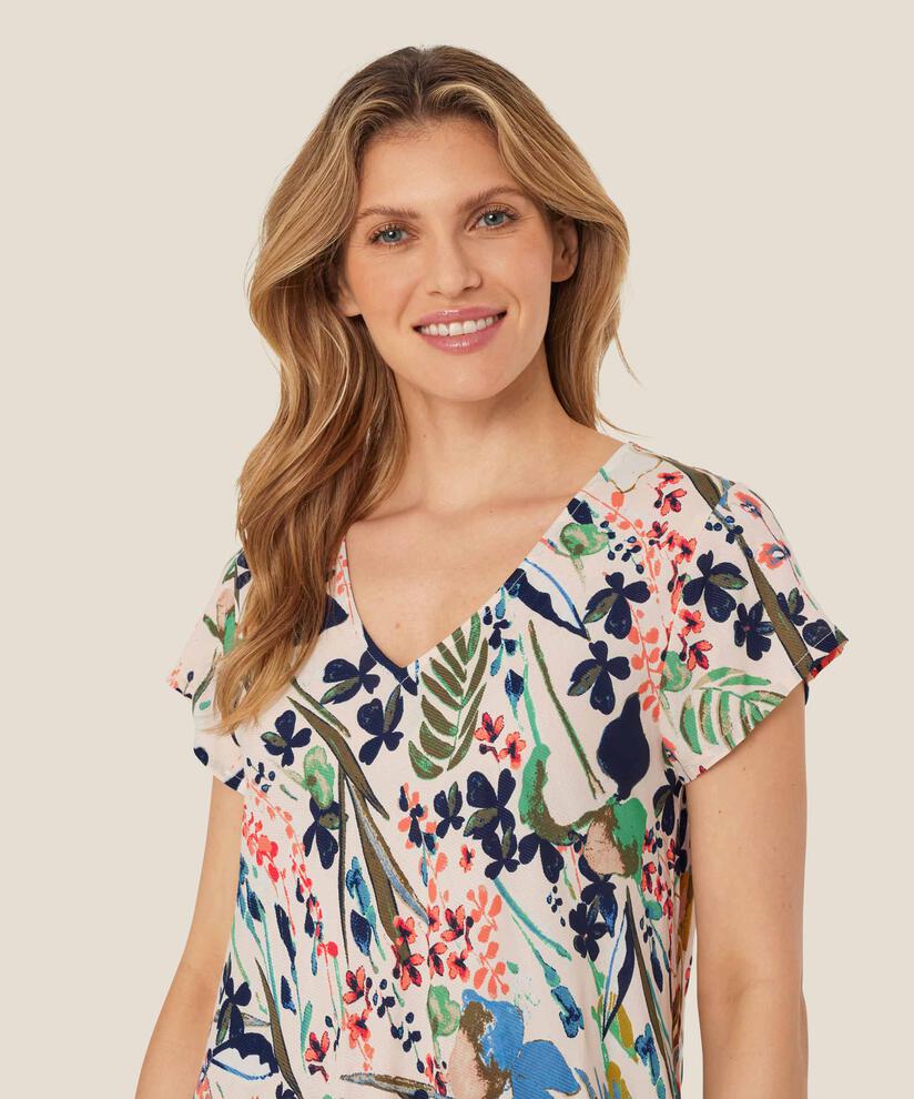 robe en viscose imprimée à col v, Marina