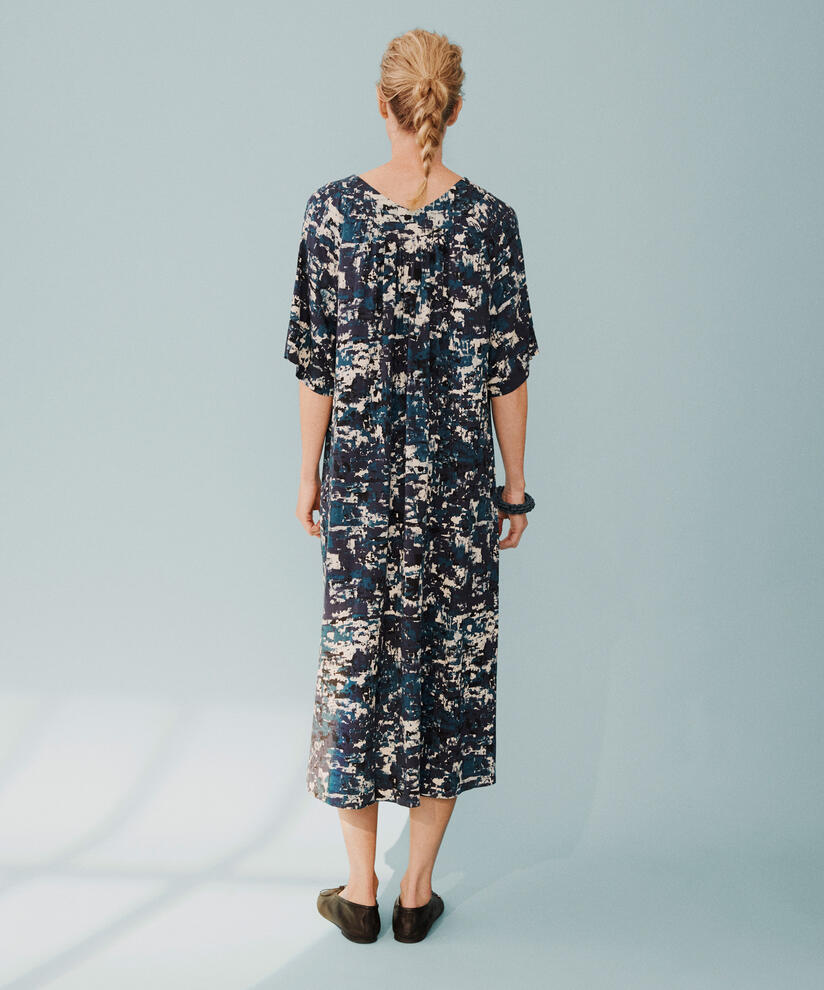 robe en jersey à motif et col en V, Reflect Pond