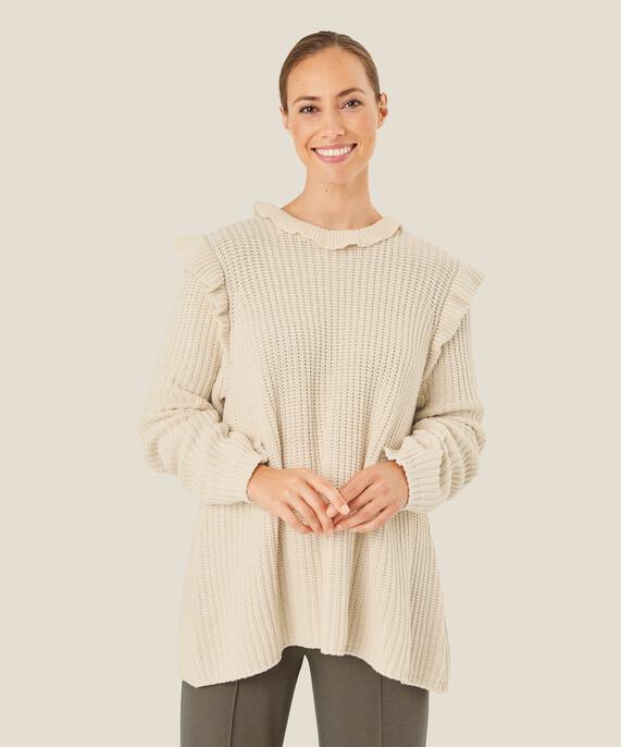 pull en maille de coton à volants, Whitecap